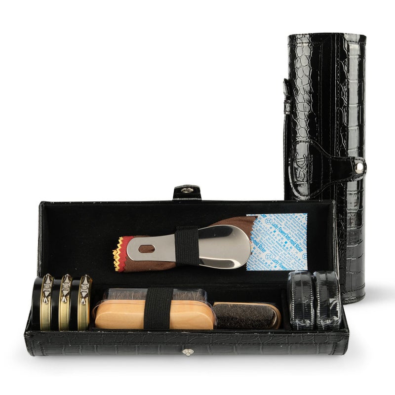 Stone and Clark مجموعة تلميع العطور والعناية بالأحذية من ستون وكلارك 12 قطعة، مجموعة تلميع الأحذية الجلدية بالشمع البني، فرش أحذية للتلميع، مجموعة تنظيف أحذية مدمجة - Image 3
